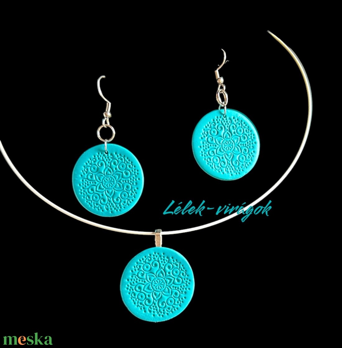 Türkiz színű polymer clay kerek fülbevaló - ékszer - fülbevaló - lógó fülbevaló - Meska.hu Türkiz színű polymer clay kerek fülbevaló - ékszer - fülbevaló - lógó fülbevaló - Meska.hu