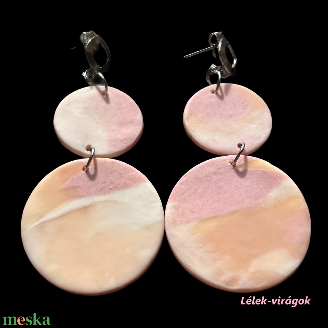 Rózsaszín és bézs színű polymer clay fülbevaló - ékszer - fülbevaló - lógó fülbevaló - Meska.hu Rózsaszín és bézs színű polymer clay fülbevaló - ékszer - fülbevaló - lógó fülbevaló - Meska.hu