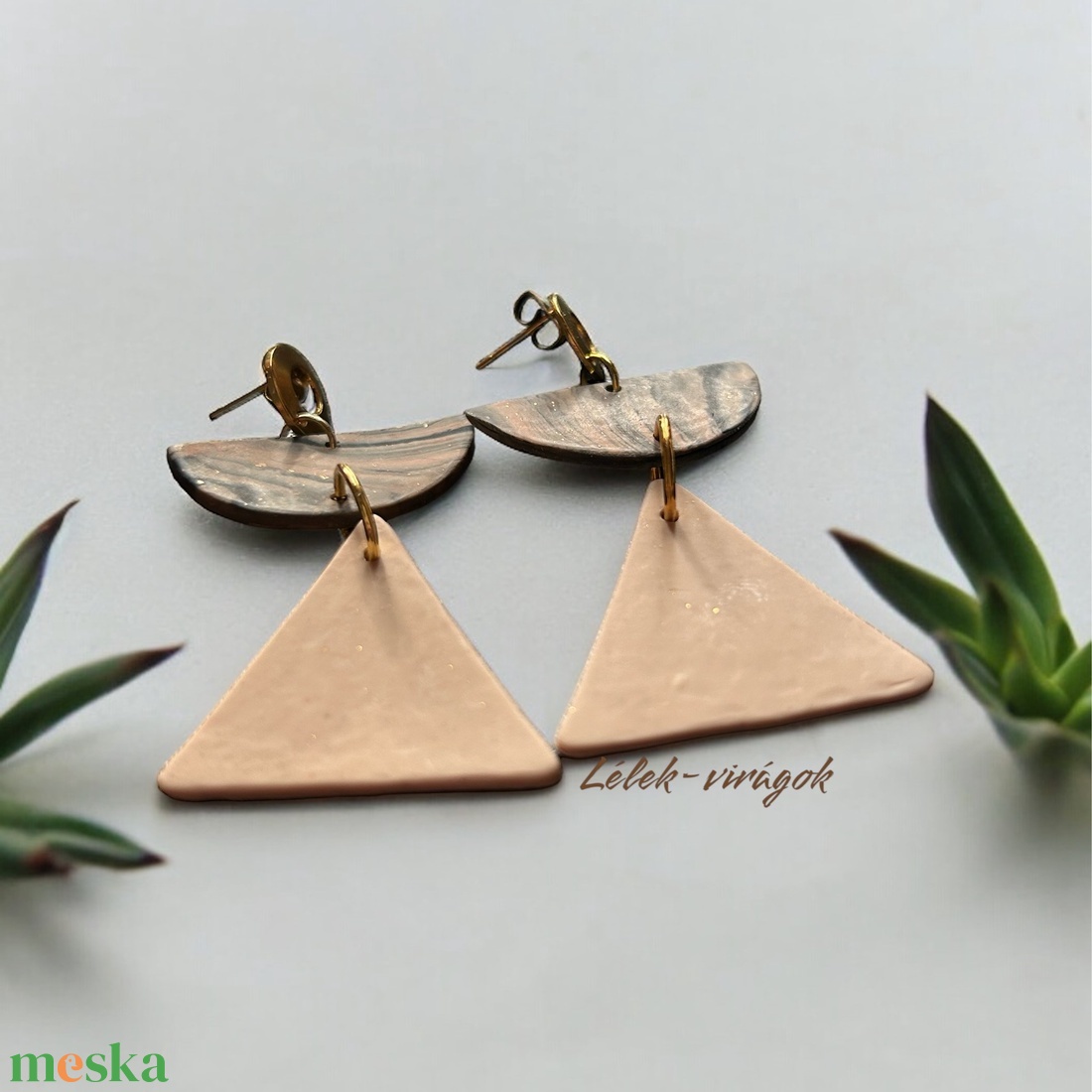 Barna és bézs színű polymer clay fülbevaló - ékszer - fülbevaló - lógó fülbevaló - Meska.hu Barna és bézs színű polymer clay fülbevaló - ékszer - fülbevaló - lógó fülbevaló - Meska.hu