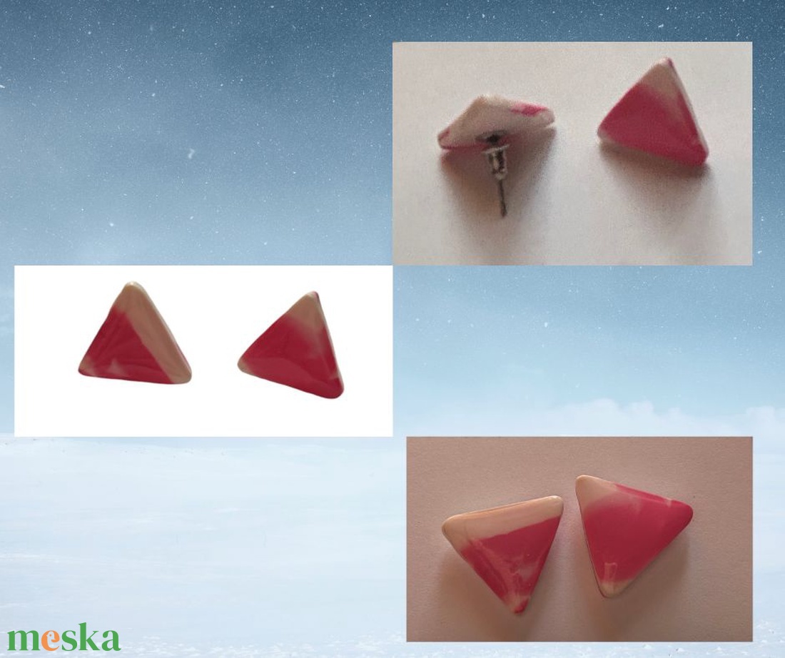 Rózsaszín-fehér színátmenetes háromszög polymer clay fülbevaló - ékszer - fülbevaló - pötty fülbevaló - Meska.hu Rózsaszín-fehér színátmenetes háromszög polymer clay fülbevaló - ékszer - fülbevaló - pötty fülbevaló - Meska.hu