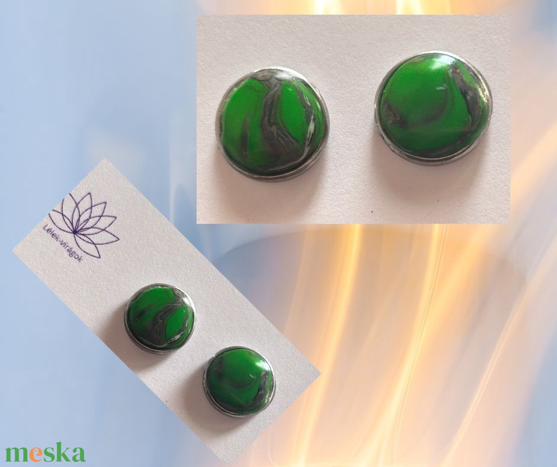 Zöld-szürke színátmenetes polymer clay fülbevaló - ékszer - fülbevaló - pötty fülbevaló - Meska.hu Zöld-szürke színátmenetes polymer clay fülbevaló - ékszer - fülbevaló - pötty fülbevaló - Meska.hu