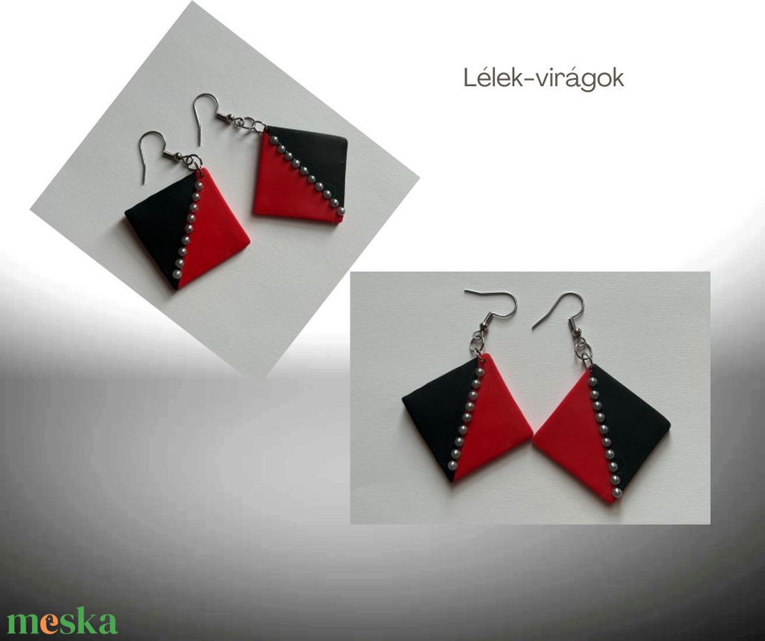 Piros és fekete polymer clay fülbevaló - ékszer - fülbevaló - lógó fülbevaló - Meska.hu Piros és fekete polymer clay fülbevaló - ékszer - fülbevaló - lógó fülbevaló - Meska.hu