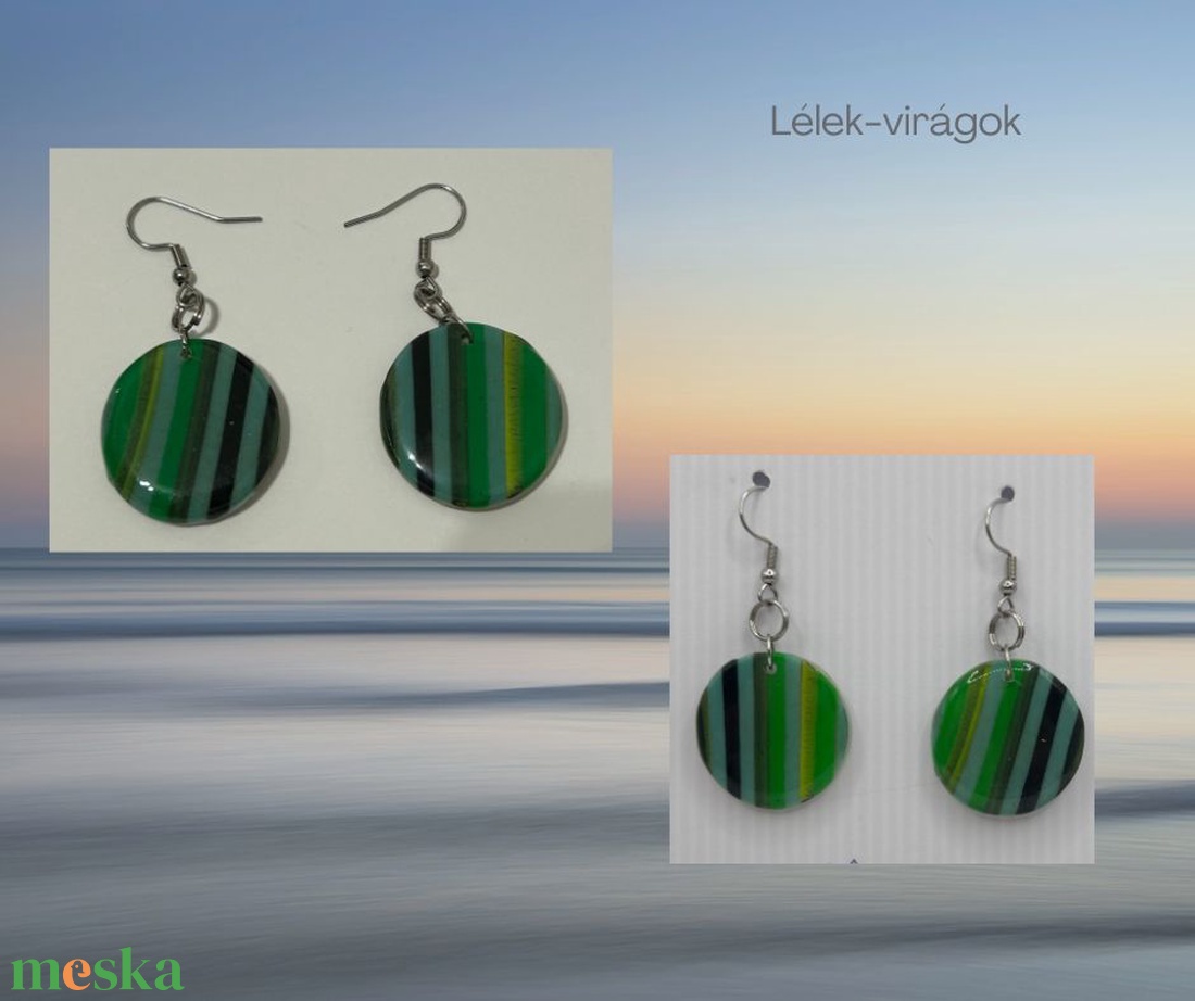 Zöld csíkos polymer clay fülbevaló - ékszer - fülbevaló - lógó fülbevaló - Meska.hu Zöld csíkos polymer clay fülbevaló - ékszer - fülbevaló - lógó fülbevaló - Meska.hu