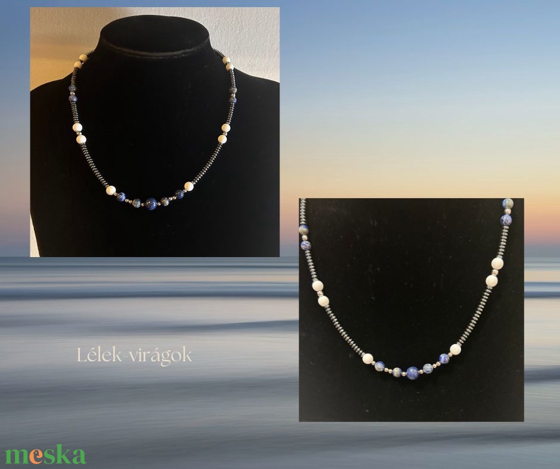 Lapis lazuli és hematit nyaklánc - ékszer - nyaklánc - gyöngyös nyaklánc - Meska.hu Lapis lazuli és hematit nyaklánc - ékszer - nyaklánc - gyöngyös nyaklánc - Meska.hu