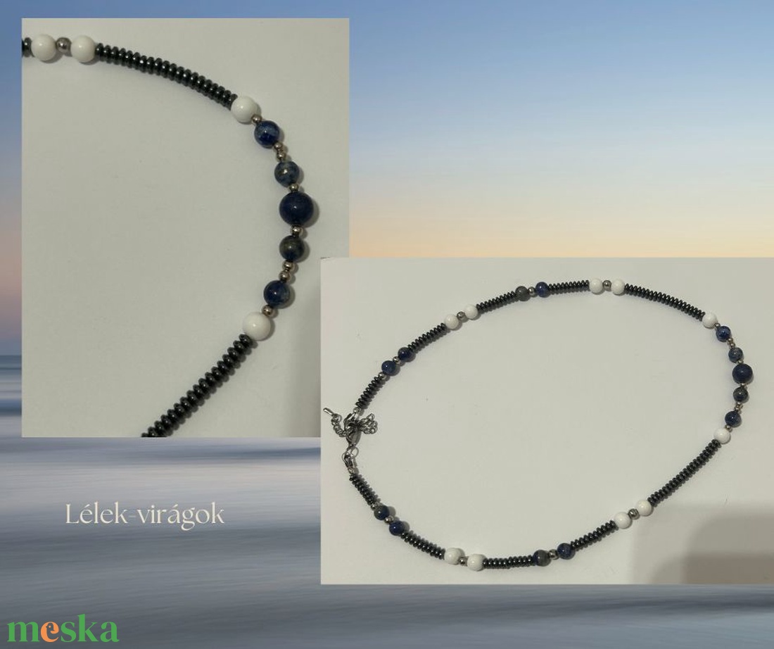 Lapis lazuli és hematit nyaklánc - ékszer - nyaklánc - gyöngyös nyaklánc - Meska.hu Lapis lazuli és hematit nyaklánc - ékszer - nyaklánc - gyöngyös nyaklánc - Meska.hu