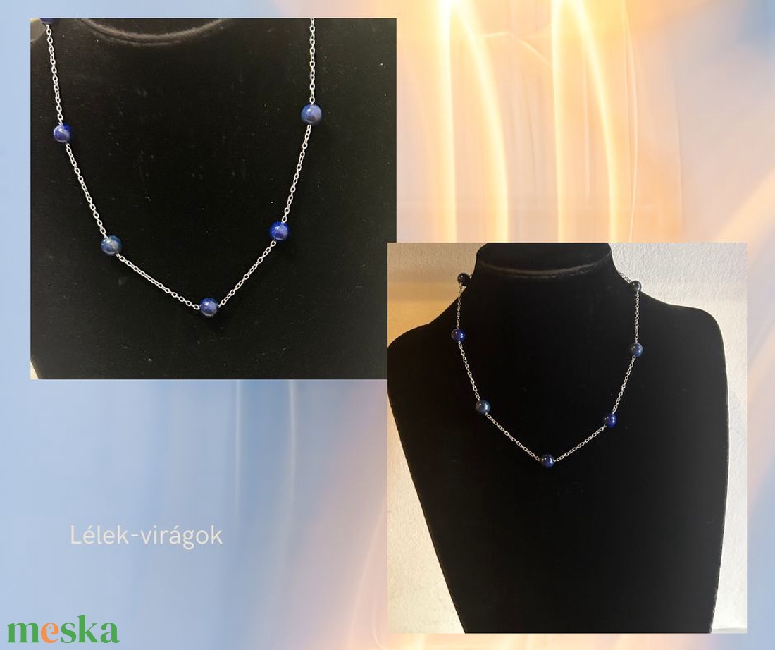 Lapis lazuli nyaklánc - ékszer - nyaklánc - gyöngyös nyaklánc - Meska.hu