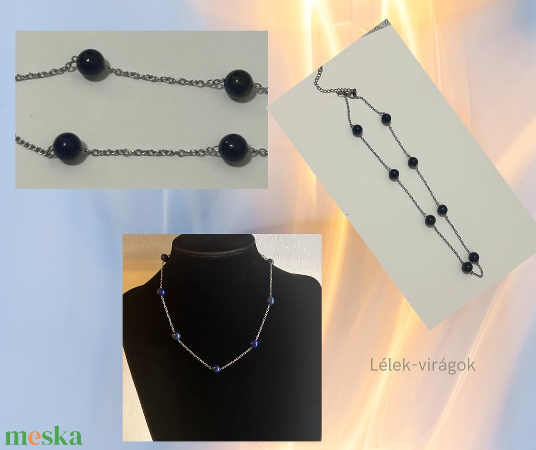 Lapis lazuli nyaklánc - ékszer - nyaklánc - gyöngyös nyaklánc - Meska.hu