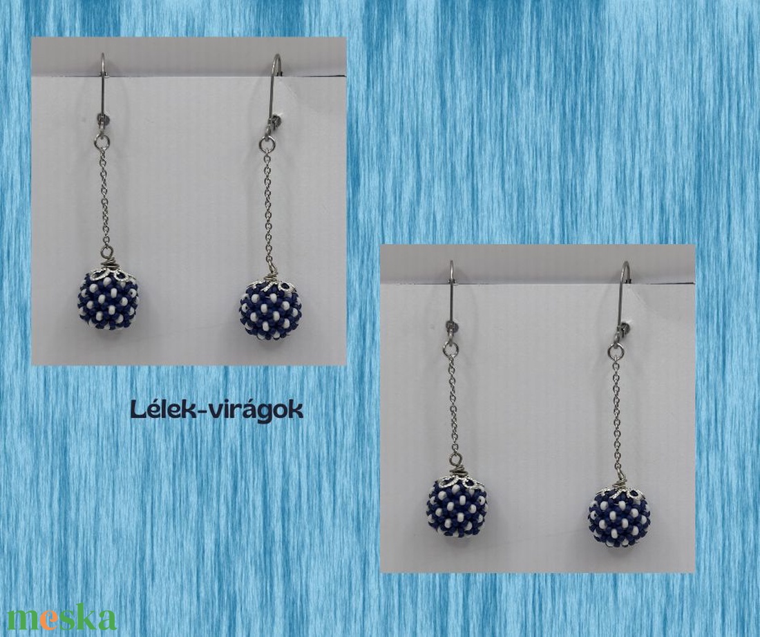 Kék-fehér lógós fülbevaló - ékszer - fülbevaló - lógó fülbevaló - Meska.hu Kék-fehér lógós fülbevaló - ékszer - fülbevaló - lógó fülbevaló - Meska.hu