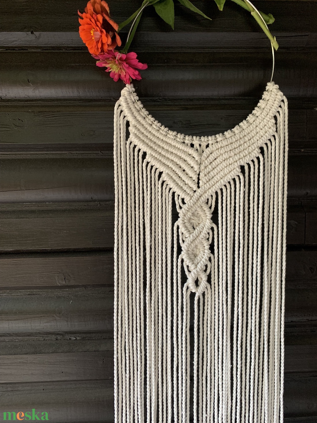 Klasszikus makramé ajtódísz - otthon & életmód - dekoráció - ajtó- és ablak dekoráció - ajtódísz & kopogtató - Meska.hu