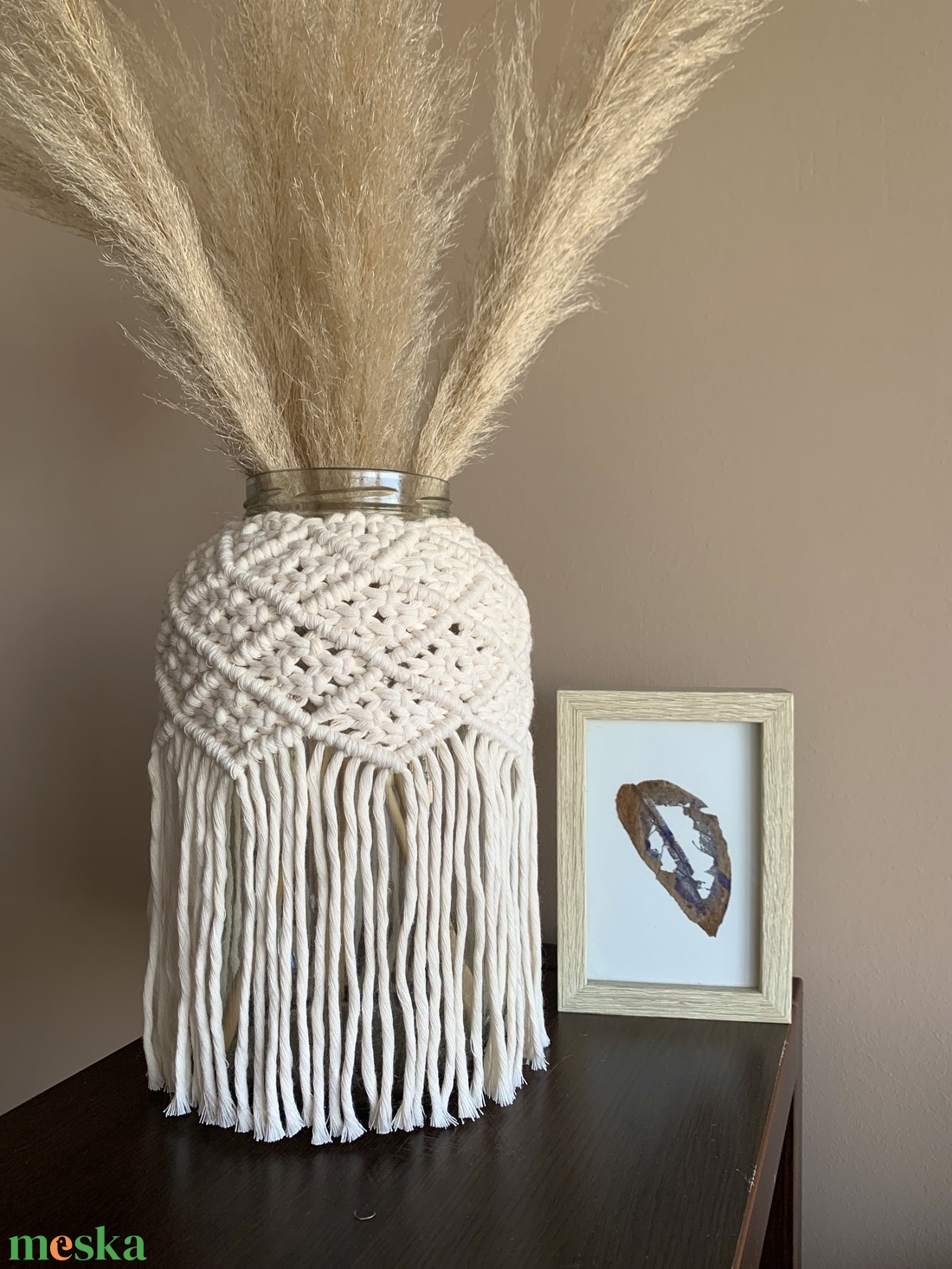 Óriás makramé váza/mécses - karácsony - karácsonyi lakásdekoráció - karácsonyi illatgyertya, mécses - Meska.hu