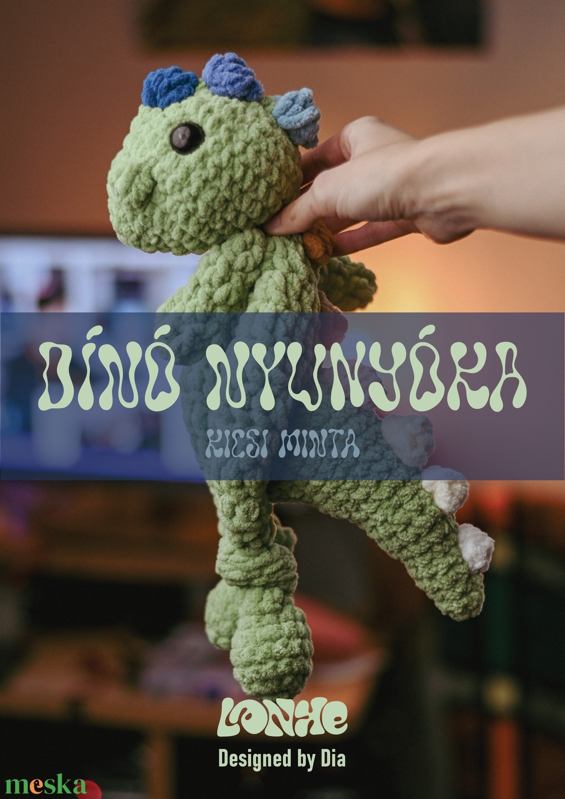 Dínó nyunyóka kicsi minta - diy (csináld magad) - szabásminta, útmutató - horgolási minta - Meska.hu