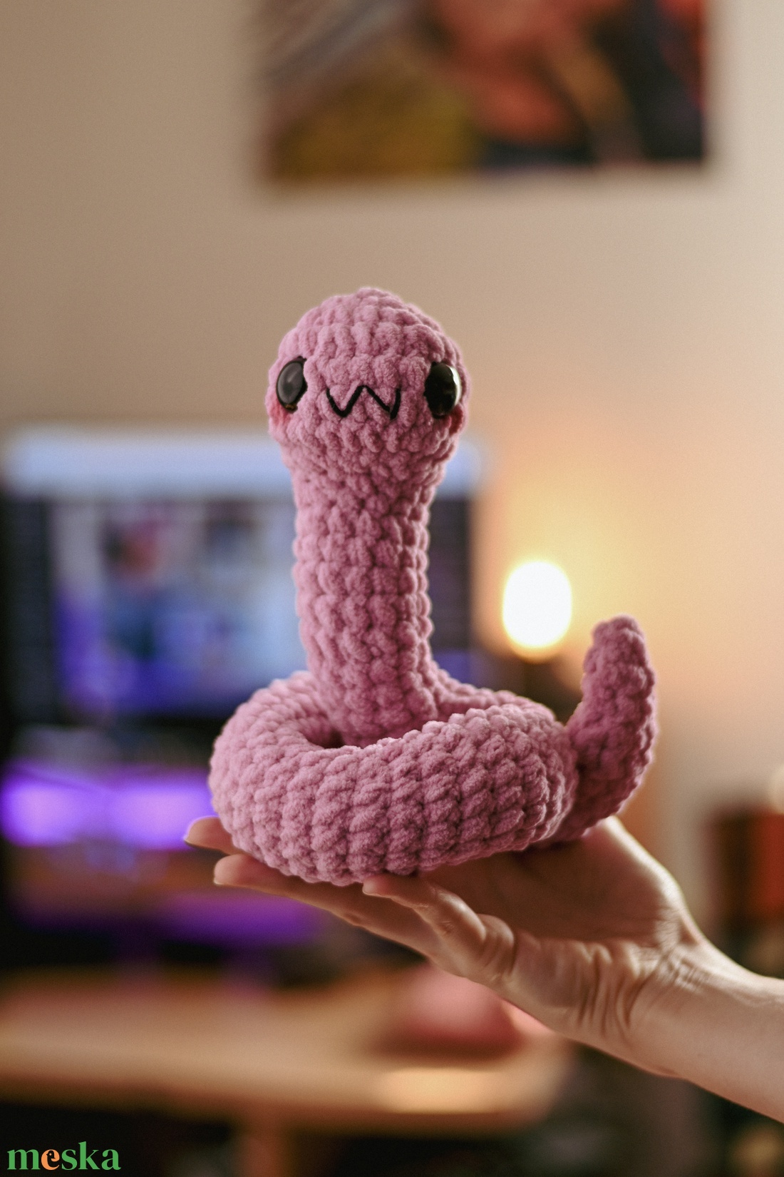 Rózsaszín kígyó - játék & sport - plüssállat & játékfigura - más figura - Meska.hu