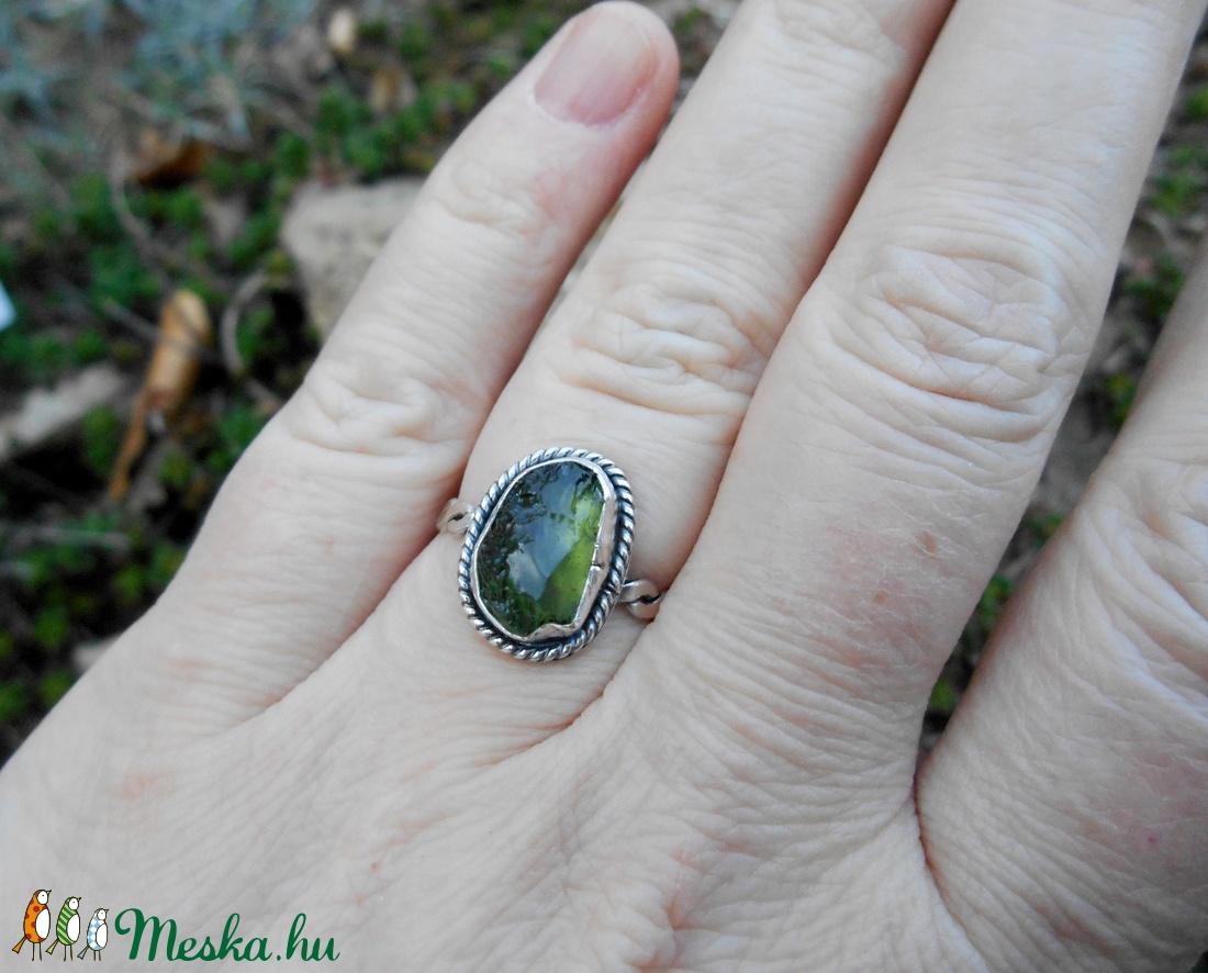 Ezüst Moldavit gyűrű -  - Meska.hu