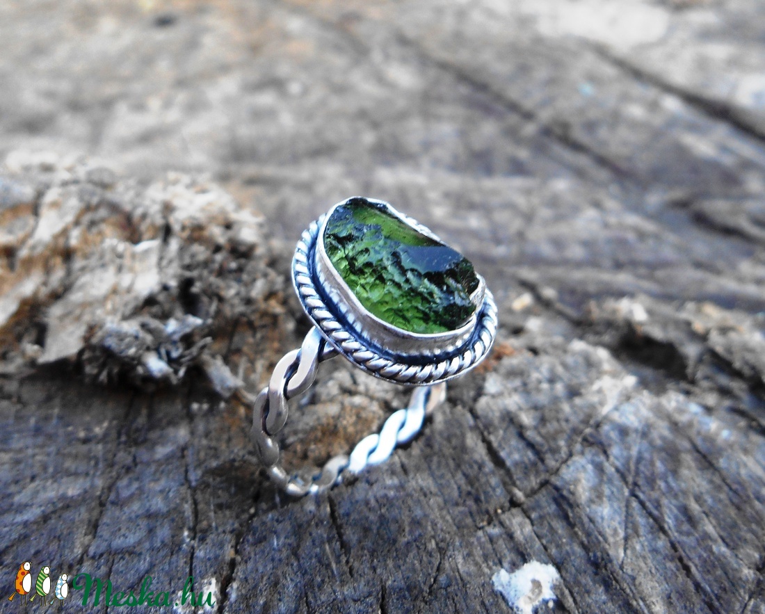 Ezüst Moldavit gyűrű -  - Meska.hu