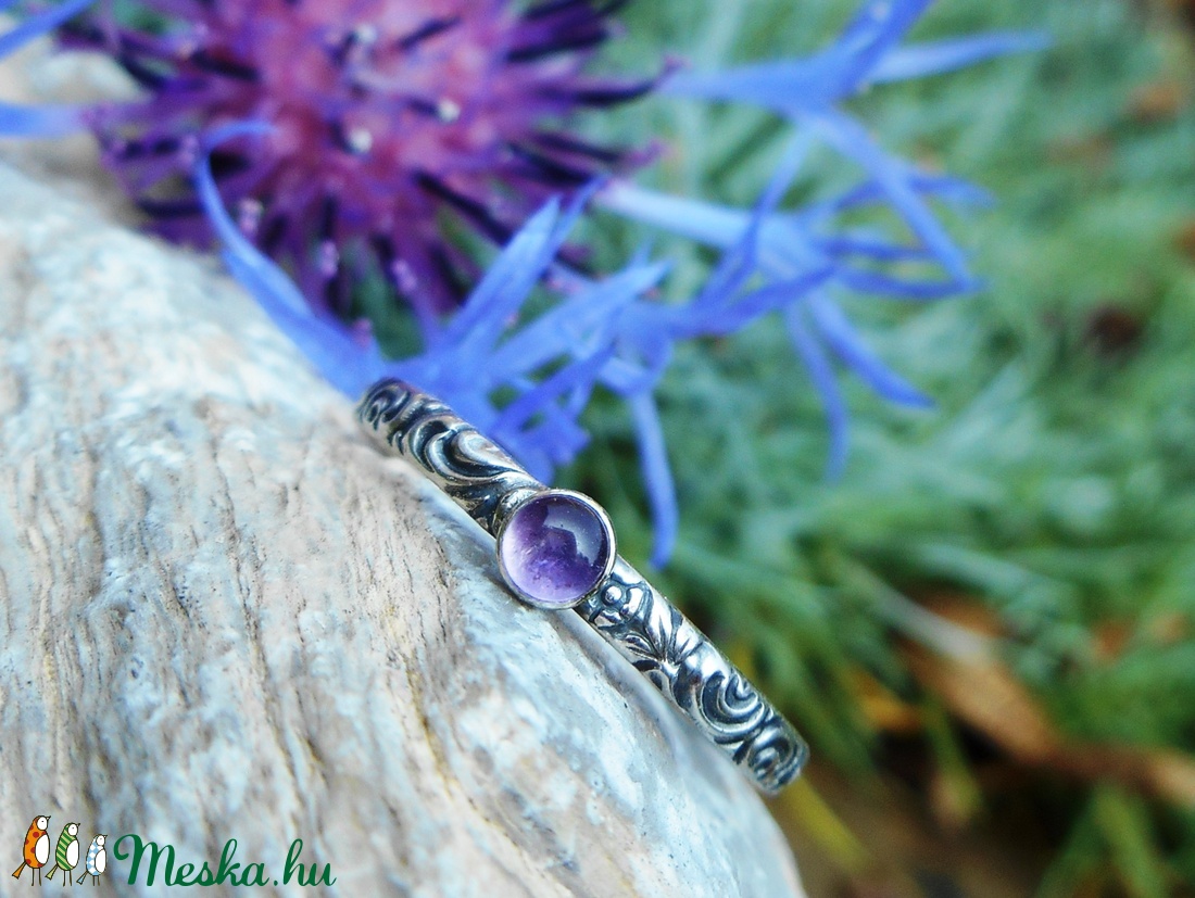 Ezüst Ametiszt gyűrű - ékszer - gyűrű - szoliter gyűrű - Meska.hu