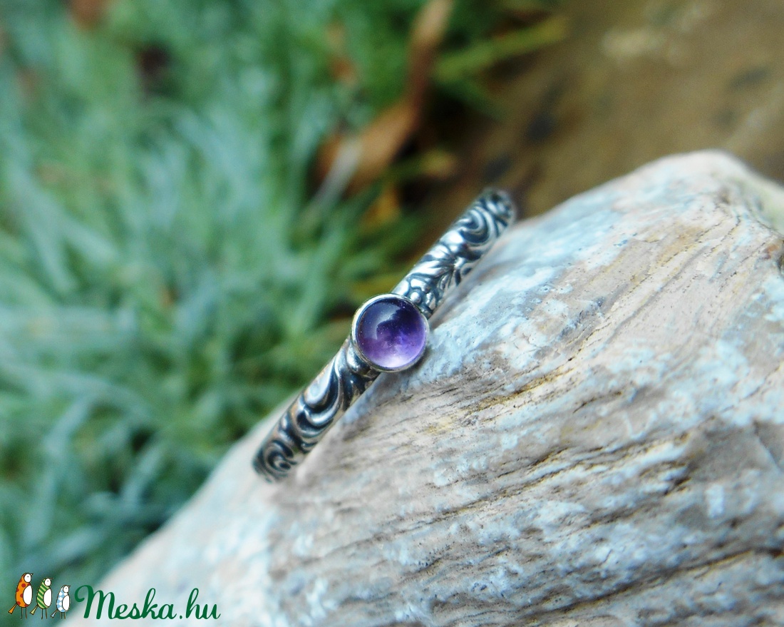 Ezüst Ametiszt gyűrű - ékszer - gyűrű - szoliter gyűrű - Meska.hu