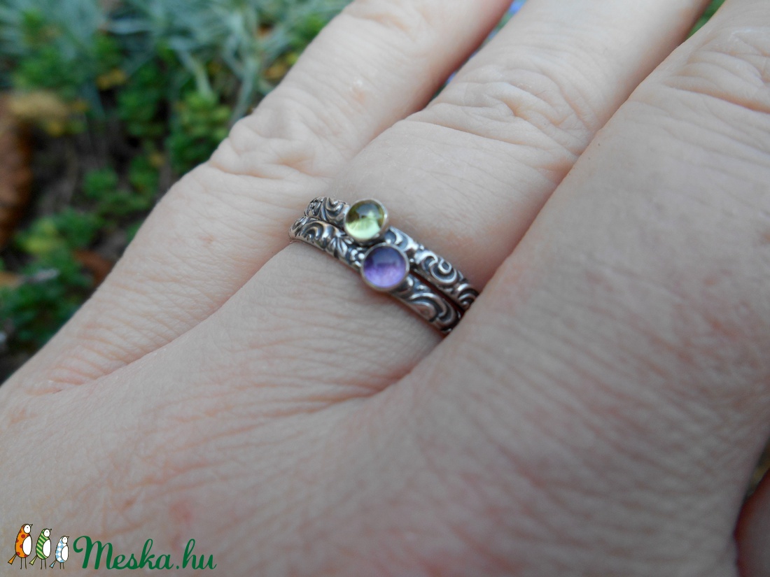 Ezüst Ametiszt gyűrű - ékszer - gyűrű - szoliter gyűrű - Meska.hu