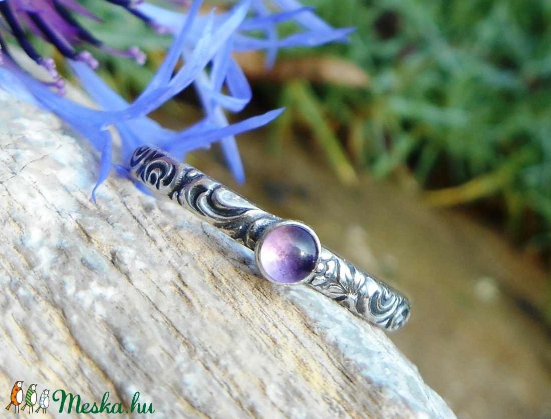 Ezüst Ametiszt gyűrű - ékszer - gyűrű - szoliter gyűrű - Meska.hu