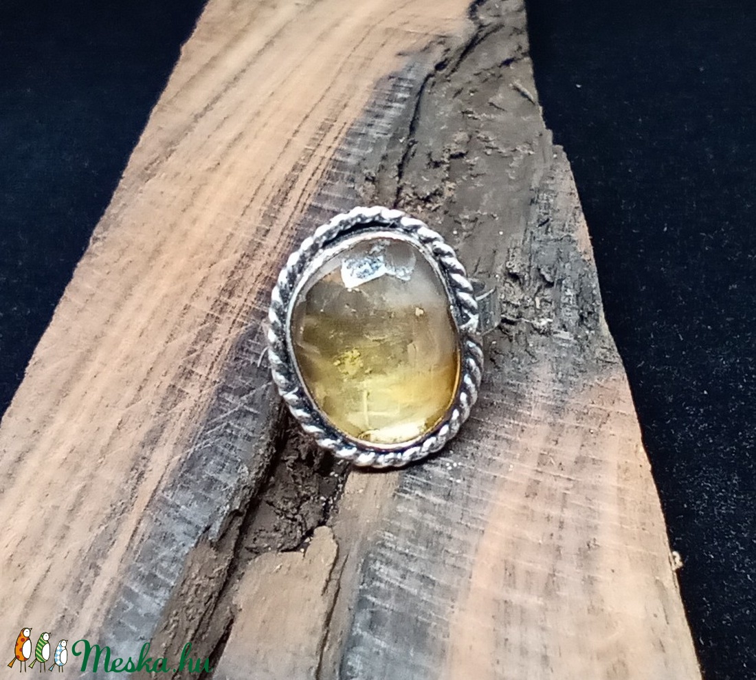 Ezüst Citrin gyűrű - ékszer - gyűrű - statement gyűrű - Meska.hu