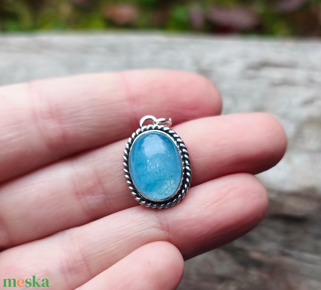 Ezüst Akvamarin medál - ékszer - nyaklánc - medál - Meska.hu