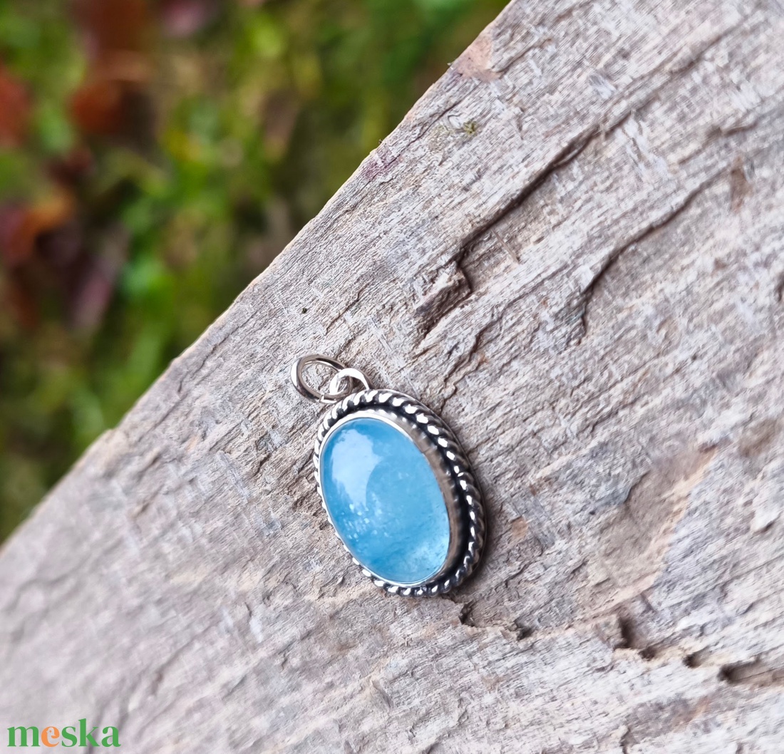 Ezüst Akvamarin medál - ékszer - nyaklánc - medál - Meska.hu