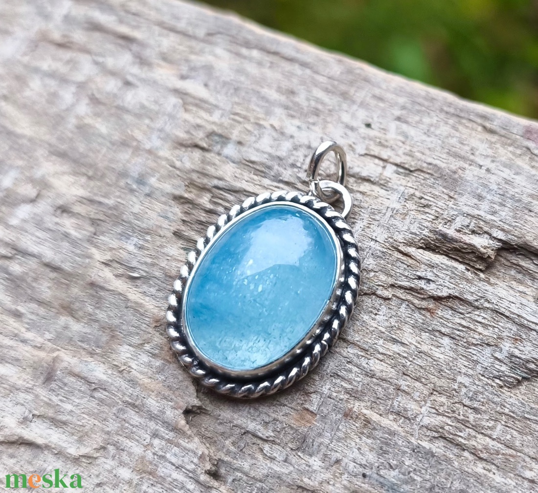Ezüst Akvamarin medál - ékszer - nyaklánc - medál - Meska.hu