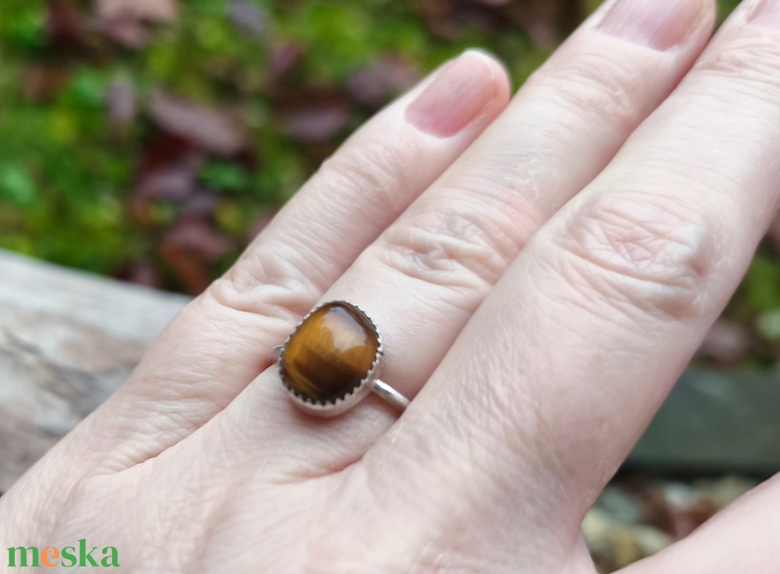Ezüst Tigrisszem gyűrű - ékszer - gyűrű - szoliter gyűrű - Meska.hu
