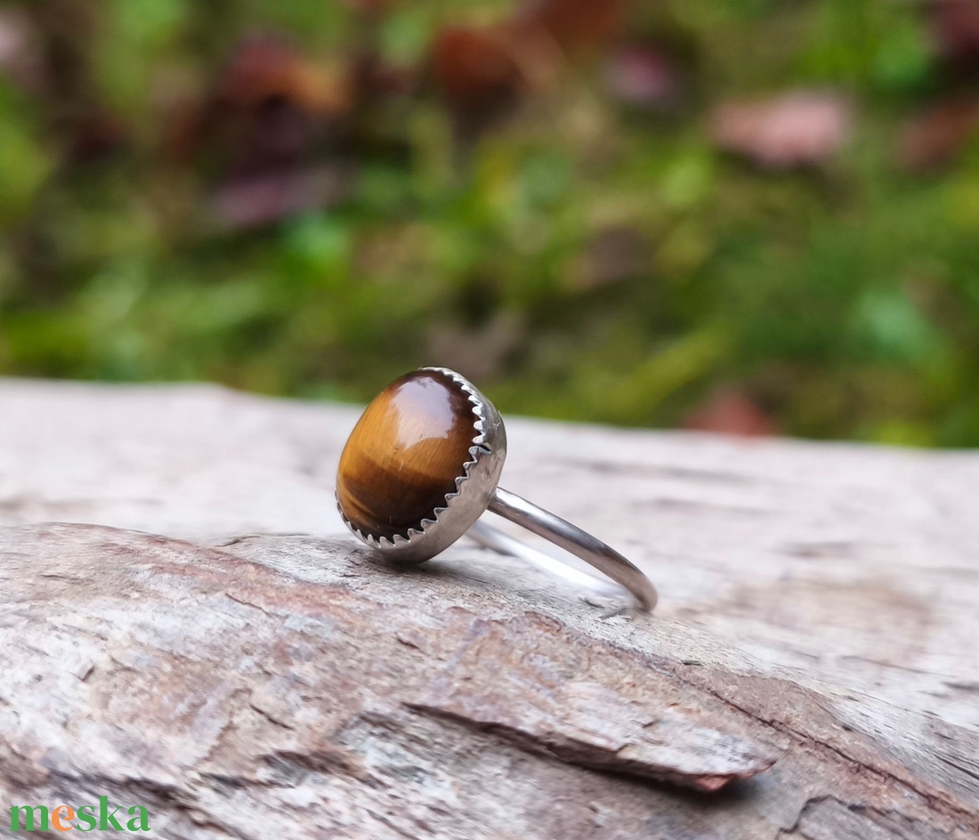 Ezüst Tigrisszem gyűrű - ékszer - gyűrű - szoliter gyűrű - Meska.hu
