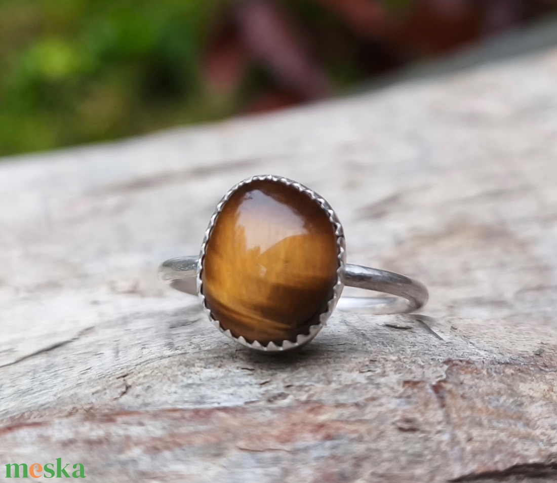 Ezüst Tigrisszem gyűrű - ékszer - gyűrű - szoliter gyűrű - Meska.hu