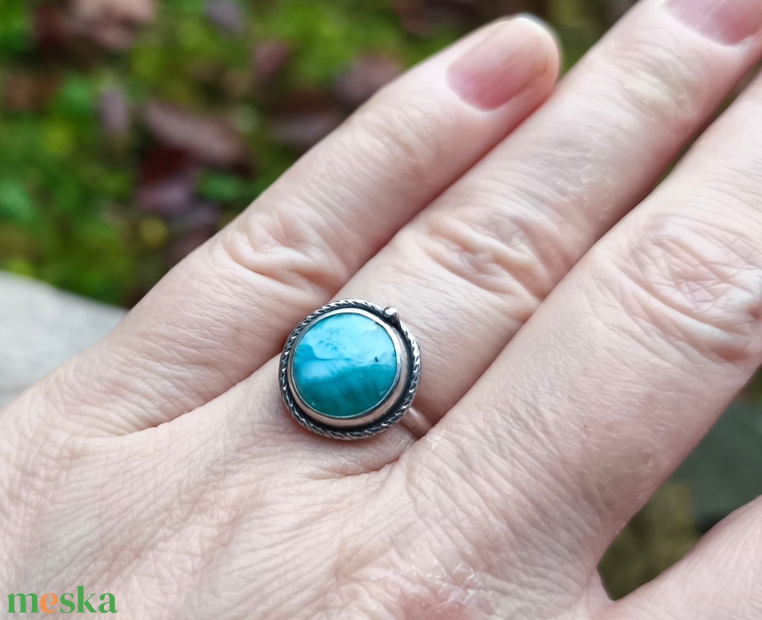 Ezüst Larimár gyűrű - ékszer - gyűrű - szoliter gyűrű - Meska.hu