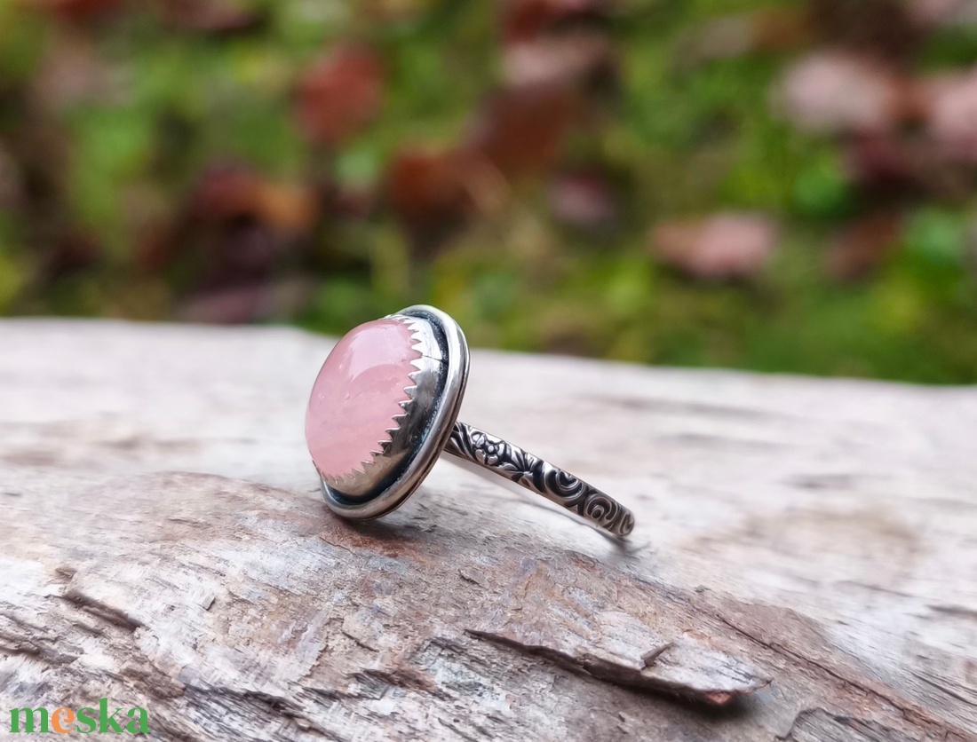 Ezüst Rózsakvarc gyűrű - ékszer - gyűrű - vékony gyűrű - Meska.hu