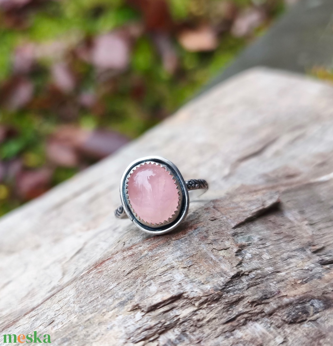 Ezüst Rózsakvarc gyűrű - ékszer - gyűrű - vékony gyűrű - Meska.hu