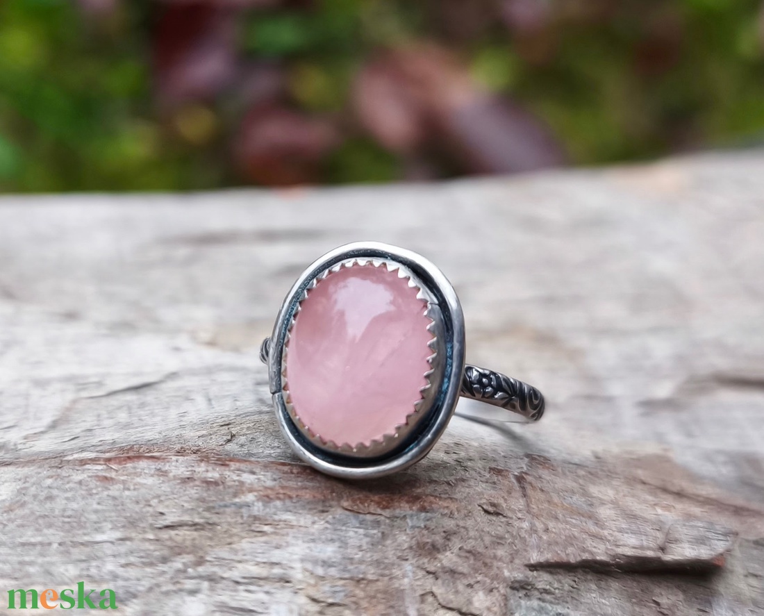 Ezüst Rózsakvarc gyűrű - ékszer - gyűrű - vékony gyűrű - Meska.hu