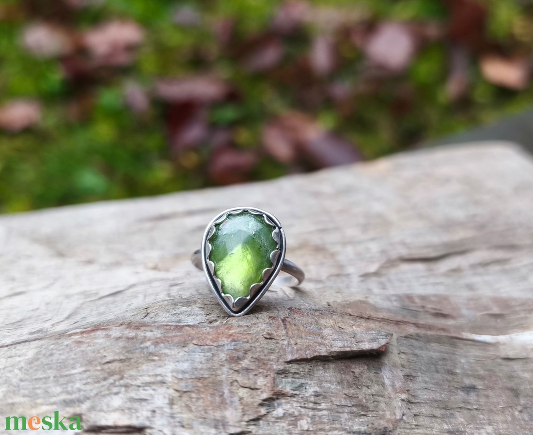 Ezüst Olivin gyűrű - ékszer - gyűrű - szoliter gyűrű - Meska.hu