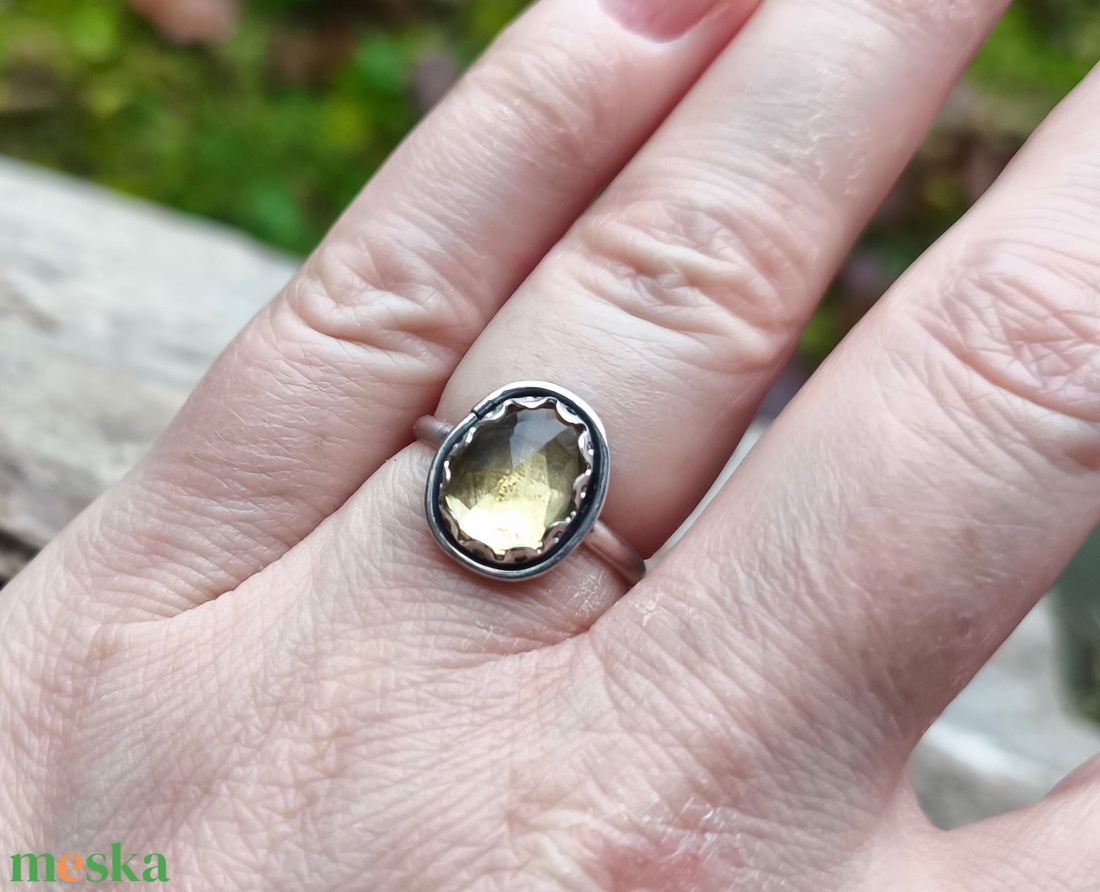 Ezüst Citrin gyűrű - ékszer - gyűrű - statement gyűrű - Meska.hu