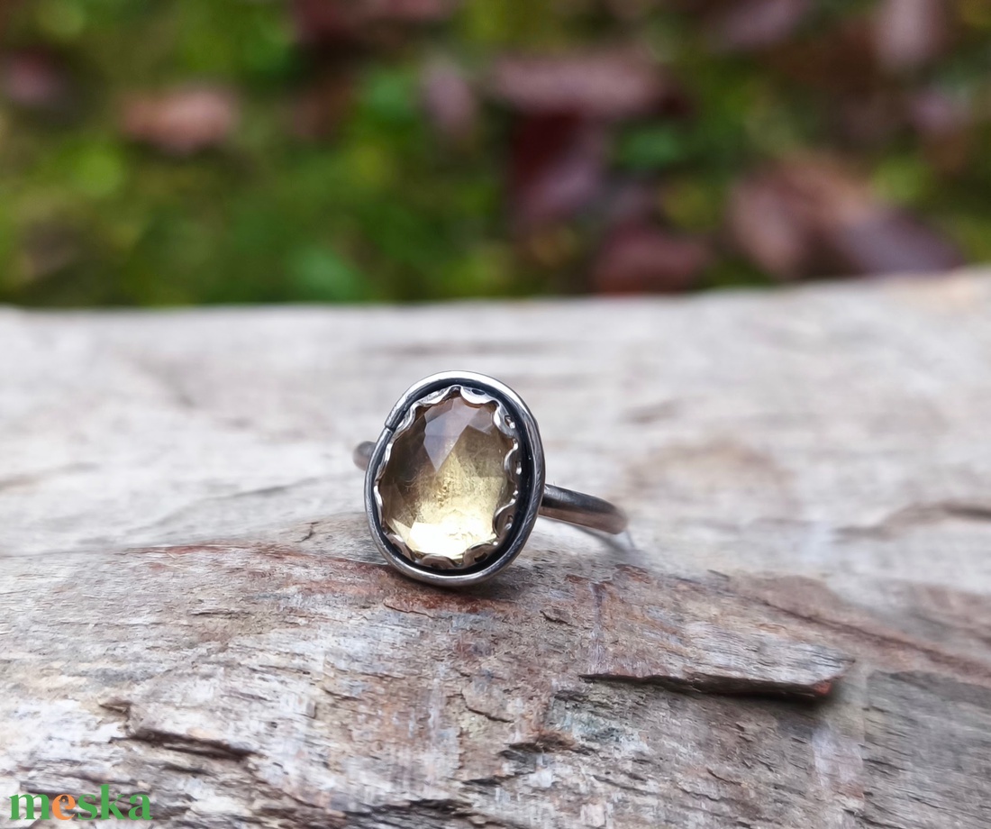 Ezüst Citrin gyűrű - ékszer - gyűrű - statement gyűrű - Meska.hu