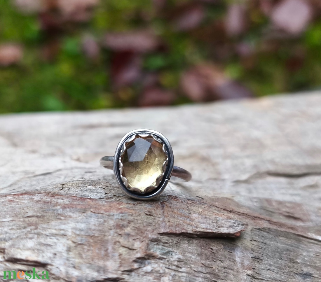 Ezüst Citrin gyűrű - ékszer - gyűrű - statement gyűrű - Meska.hu