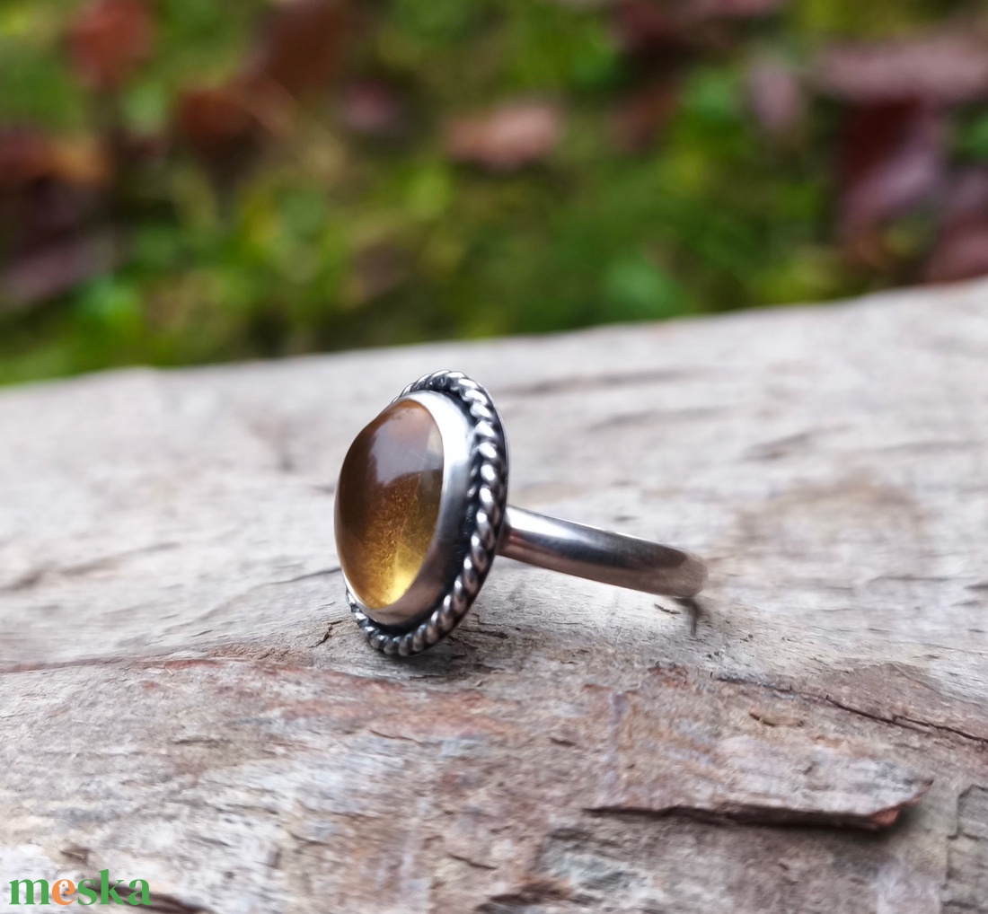 Ezüst Citrin gyűrű - ékszer - gyűrű - statement gyűrű - Meska.hu