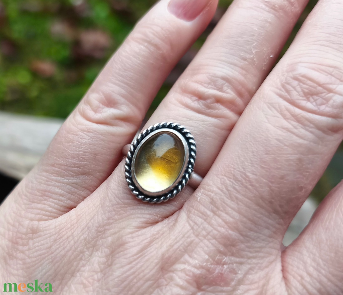 Ezüst Citrin gyűrű - ékszer - gyűrű - statement gyűrű - Meska.hu