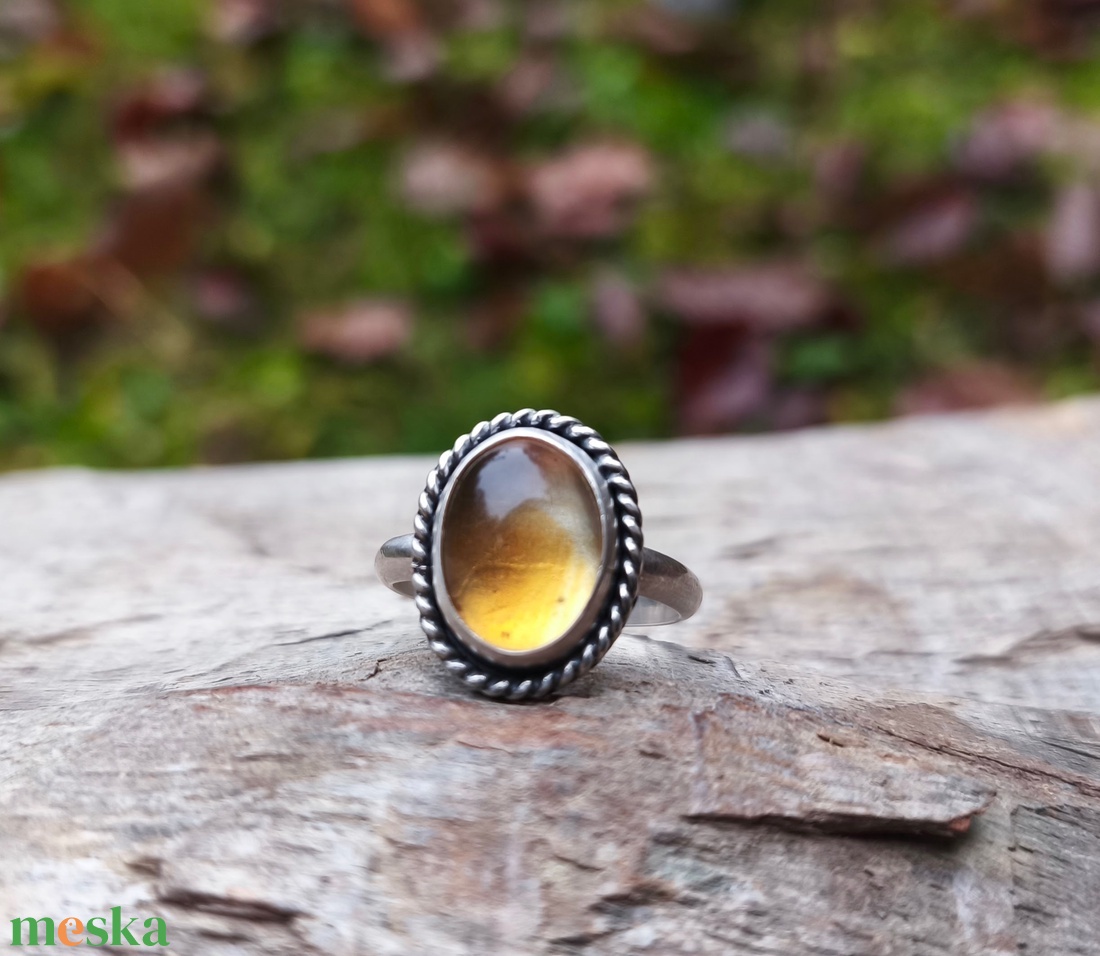Ezüst Citrin gyűrű - ékszer - gyűrű - statement gyűrű - Meska.hu