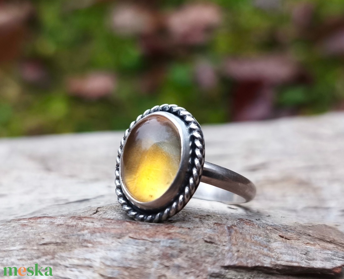 Ezüst Citrin gyűrű - ékszer - gyűrű - statement gyűrű - Meska.hu