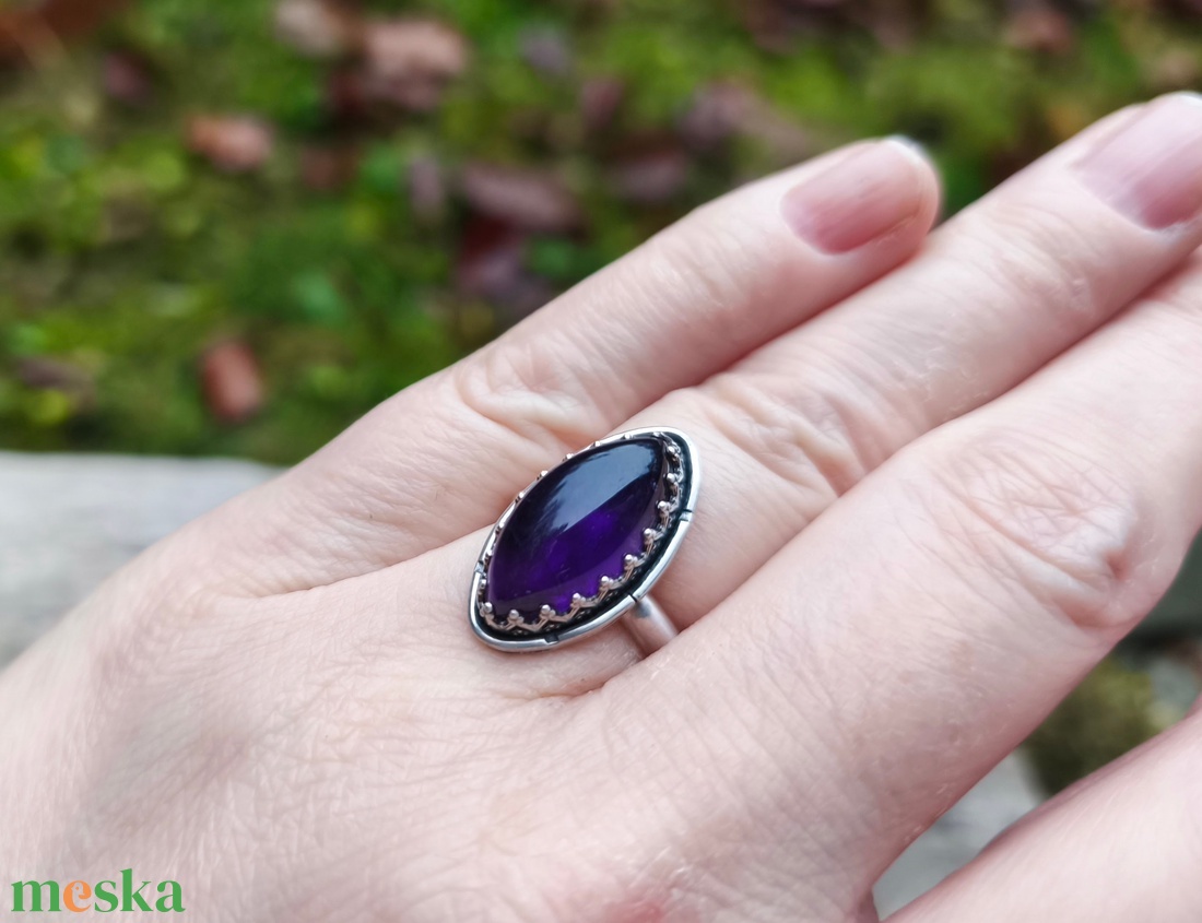 Ezüst Ametiszt gyűrű - ékszer - gyűrű - vékony gyűrű - Meska.hu