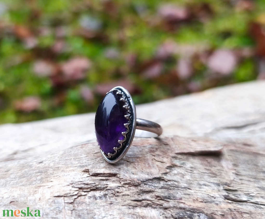 Ezüst Ametiszt gyűrű - ékszer - gyűrű - vékony gyűrű - Meska.hu