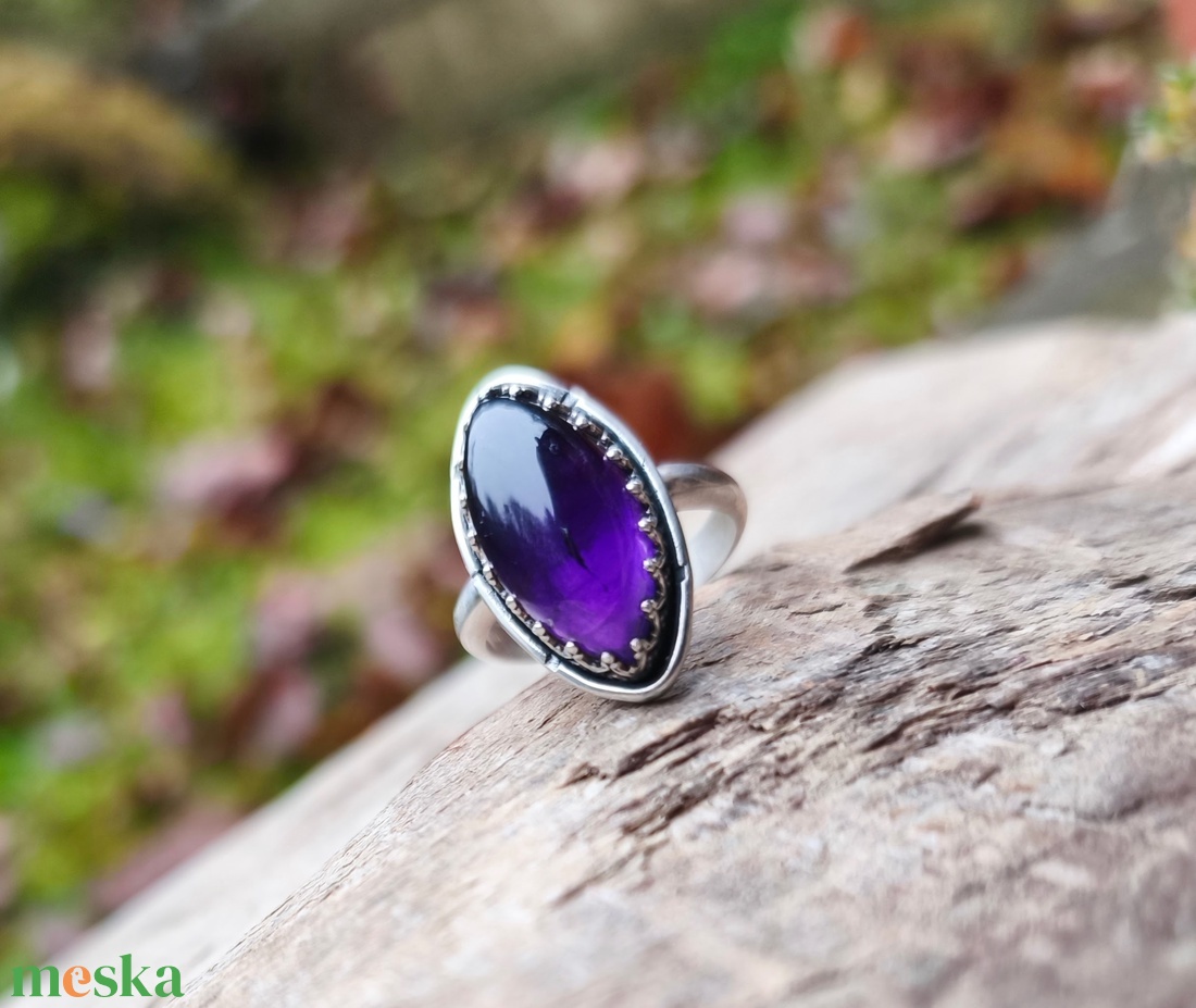 Ezüst Ametiszt gyűrű - ékszer - gyűrű - vékony gyűrű - Meska.hu