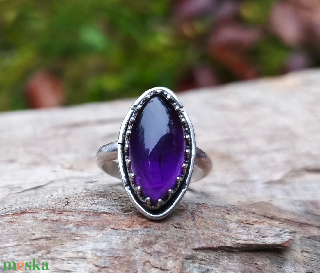 Ezüst Ametiszt gyűrű - ékszer - gyűrű - vékony gyűrű - Meska.hu