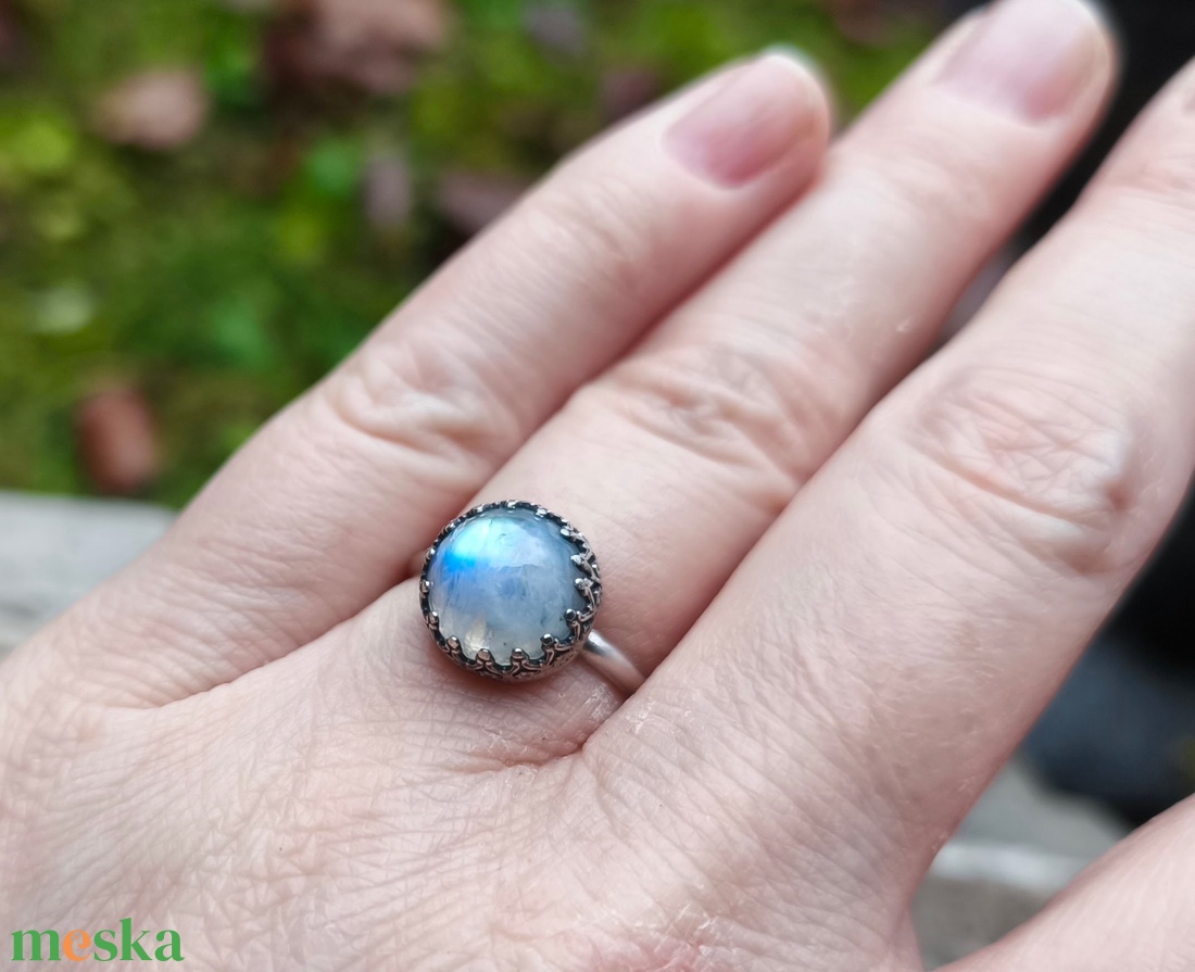 Ezüst Holdkő gyűrű - ékszer - gyűrű - vékony gyűrű - Meska.hu