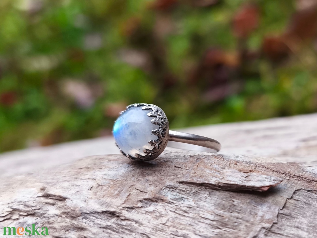 Ezüst Holdkő gyűrű - ékszer - gyűrű - vékony gyűrű - Meska.hu