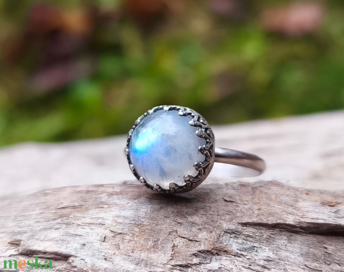 Ezüst Holdkő gyűrű - ékszer - gyűrű - vékony gyűrű - Meska.hu