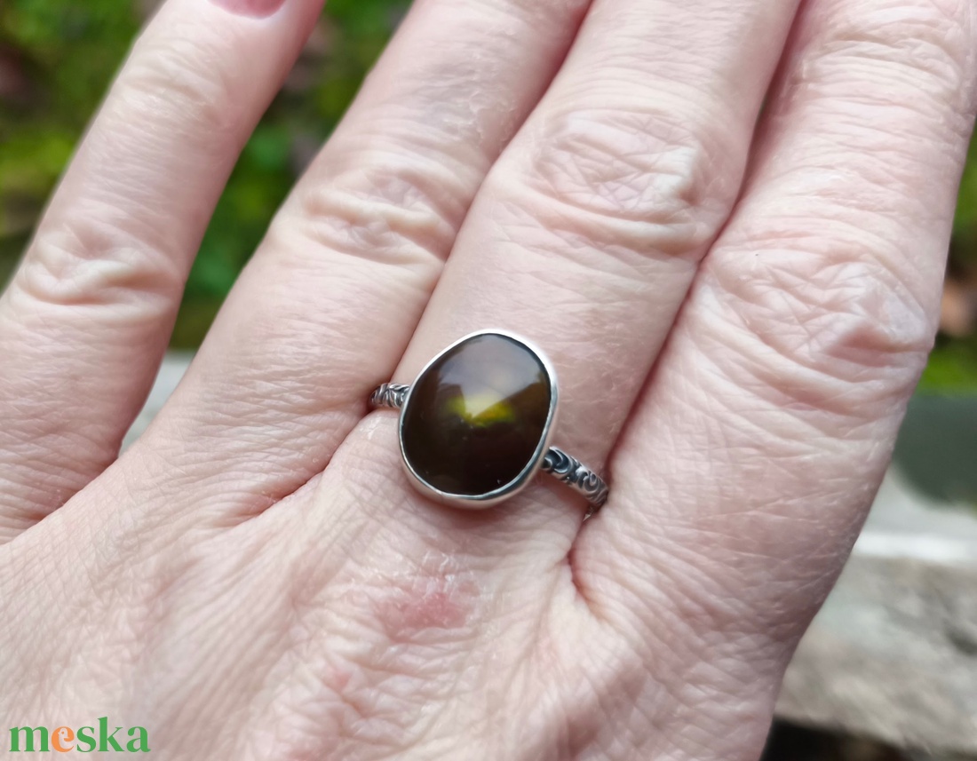 Ezüst Tűzachát gyűrű - ékszer - gyűrű - szoliter gyűrű - Meska.hu