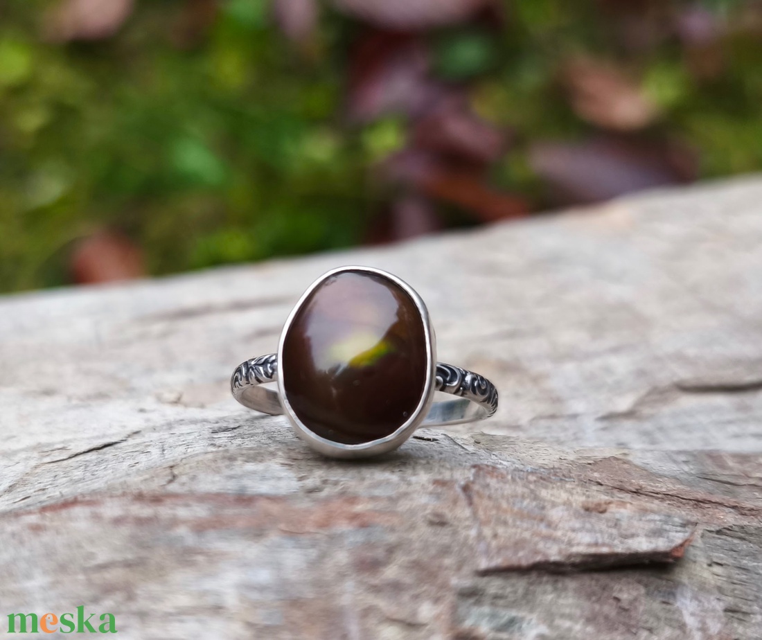 Ezüst Tűzachát gyűrű - ékszer - gyűrű - szoliter gyűrű - Meska.hu